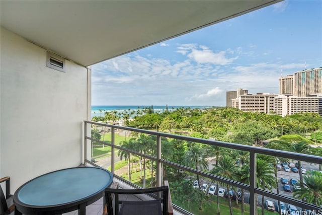 balcony with a water view