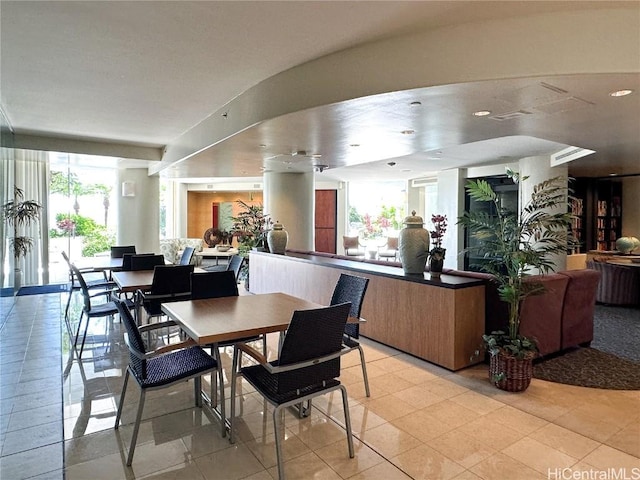 view of tiled dining space