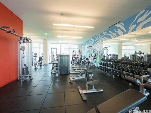 exercise room with plenty of natural light