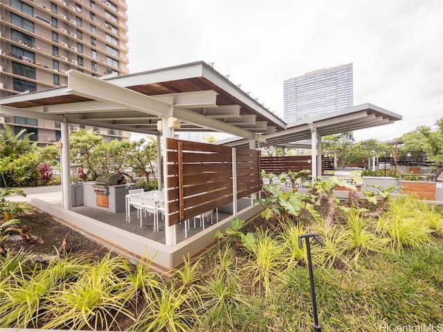 exterior space featuring area for grilling and a grill