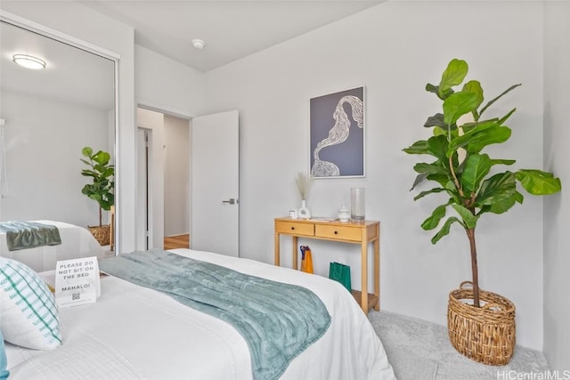 bedroom featuring carpet floors and a closet