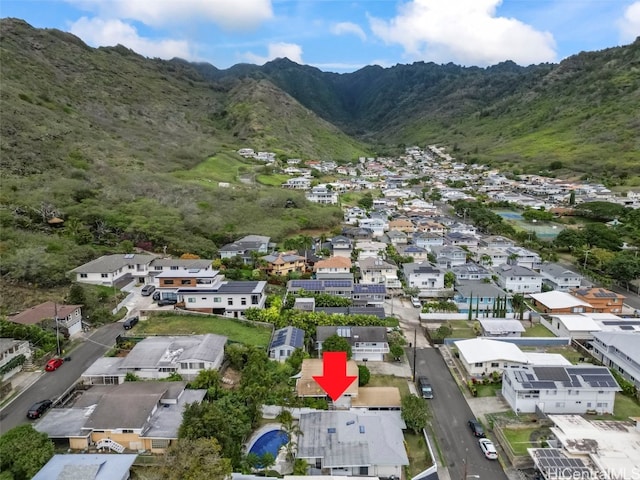 aerial view with a mountain view