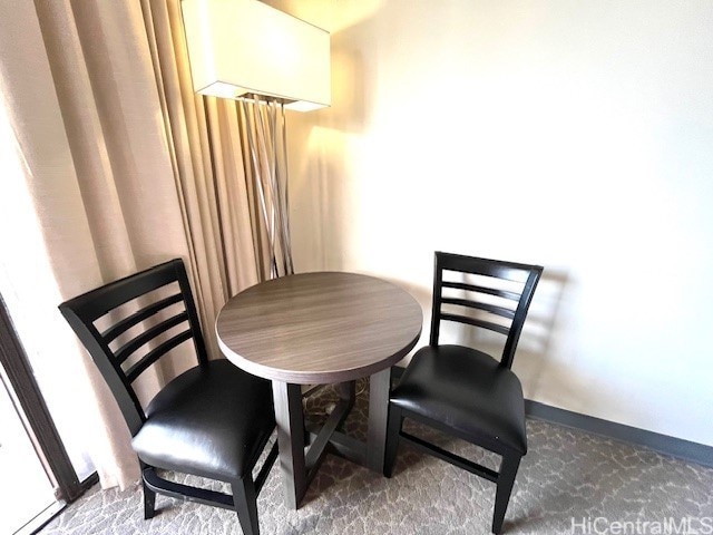 view of carpeted dining room