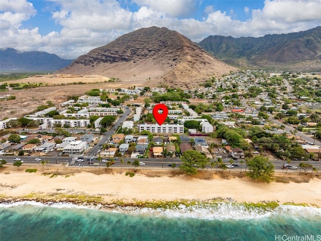 drone / aerial view with a mountain view