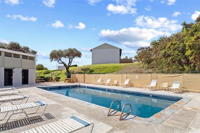 view of pool featuring a patio