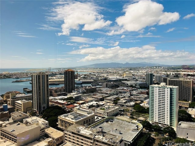 view of city featuring a water and mountain view