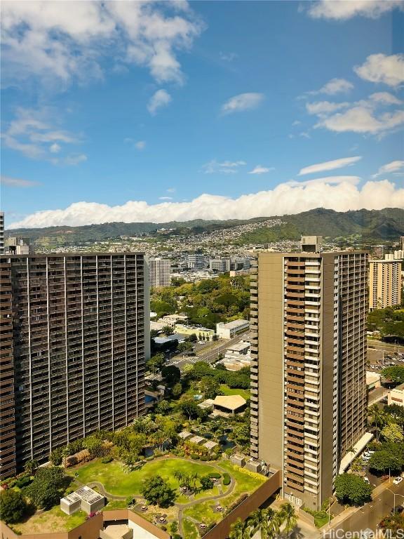 exterior space featuring a mountain view