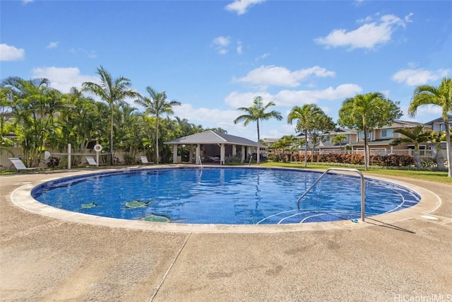 view of swimming pool with a gazebo