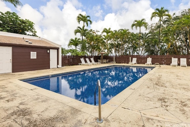 view of pool featuring a patio