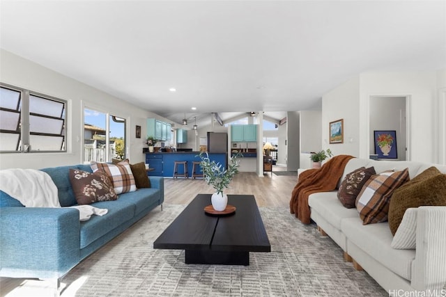 living room featuring light hardwood / wood-style flooring