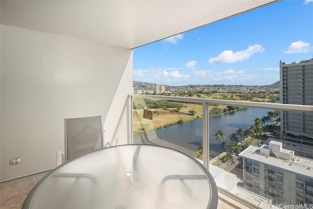 balcony with a water view