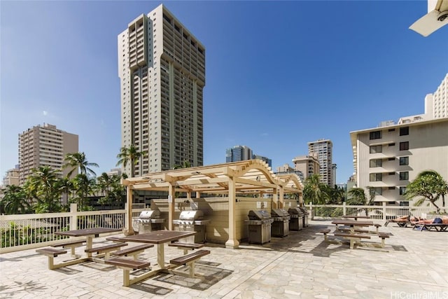 view of patio with area for grilling