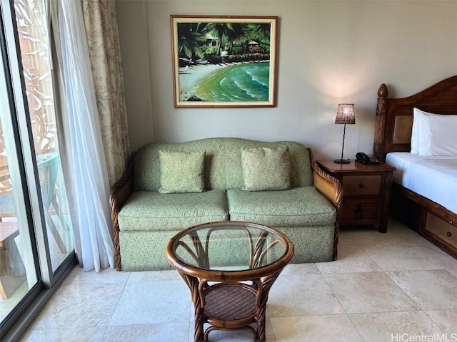 sitting room with light tile patterned flooring