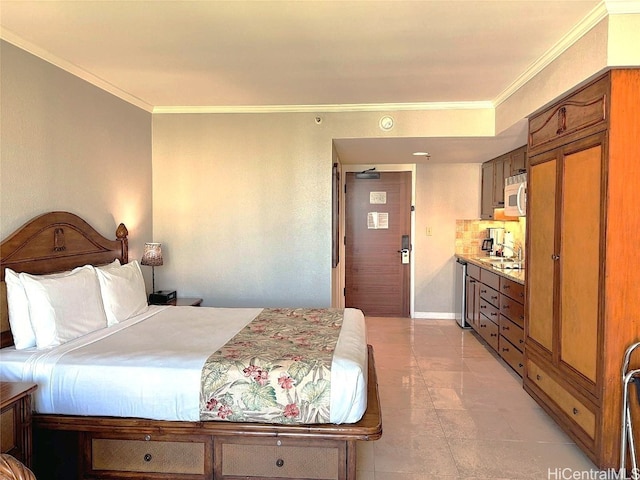 bedroom with ornamental molding