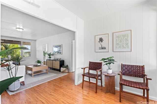 sitting room with wood finished floors