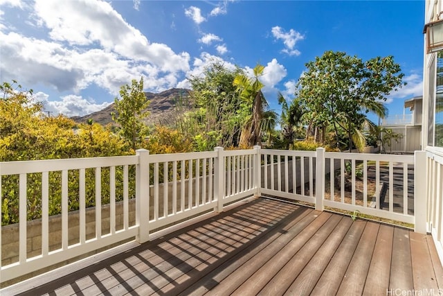 deck with a mountain view