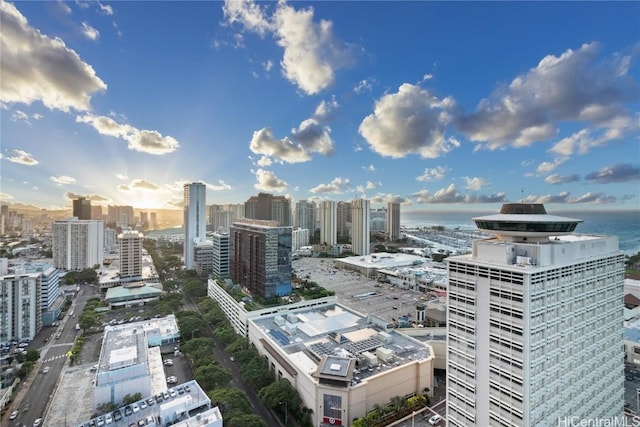 property's view of city with a water view