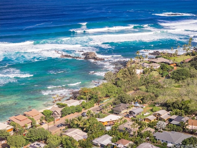 bird's eye view featuring a residential view and a water view