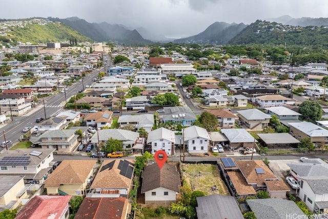 drone / aerial view with a mountain view