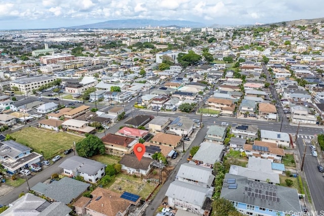 bird's eye view with a mountain view