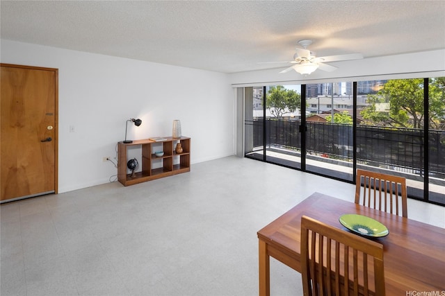 907 Birch St Unit 201, Honolulu, HI 96814 - dining space with a ceiling fan, a textured ceiling, and tile patterned floors