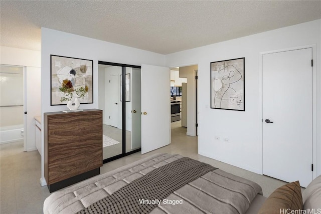 bedroom with a textured ceiling