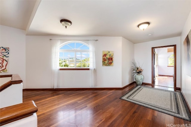 foyer entrance featuring dark hardwood / wood-style flooring