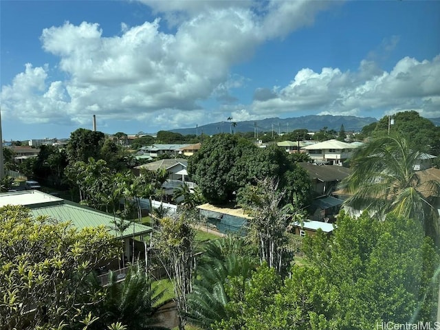 aerial view featuring a mountain view