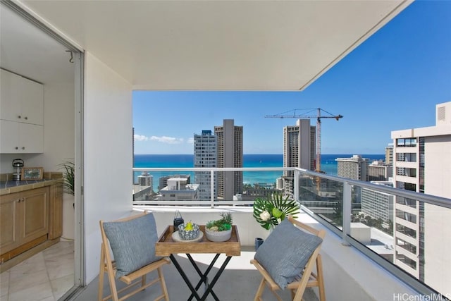 balcony with a water view