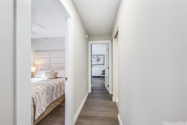 hallway featuring dark hardwood / wood-style floors