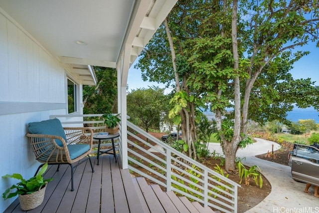 deck featuring a porch