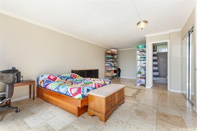 bedroom featuring crown molding