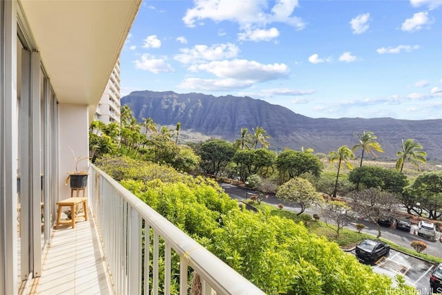 balcony with a mountain view