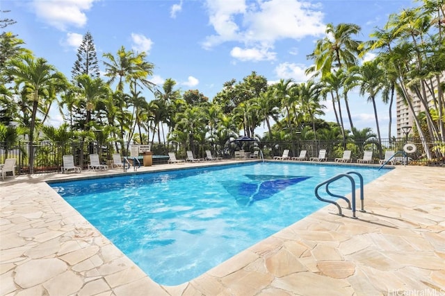 view of pool featuring a patio