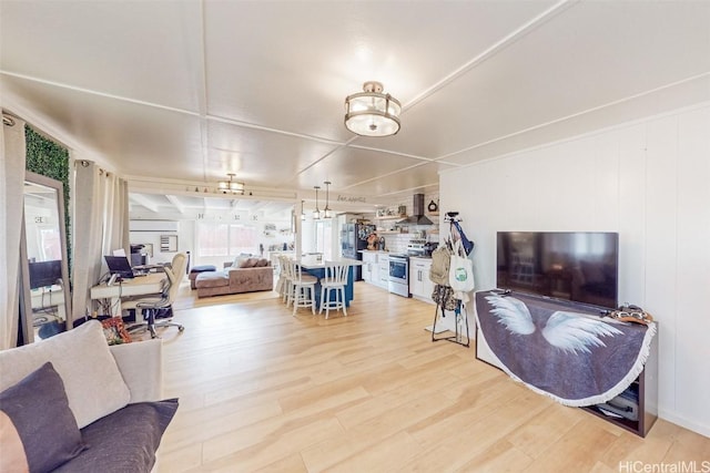 living room with light wood-type flooring