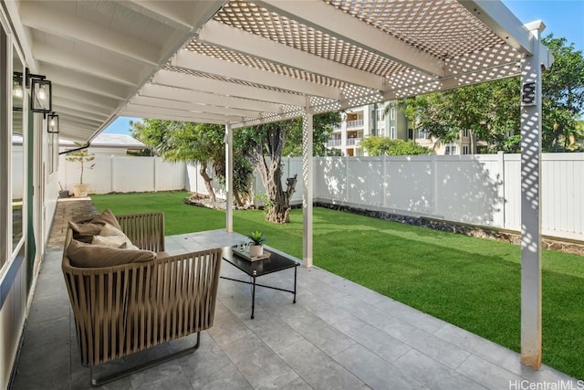 view of patio featuring a pergola