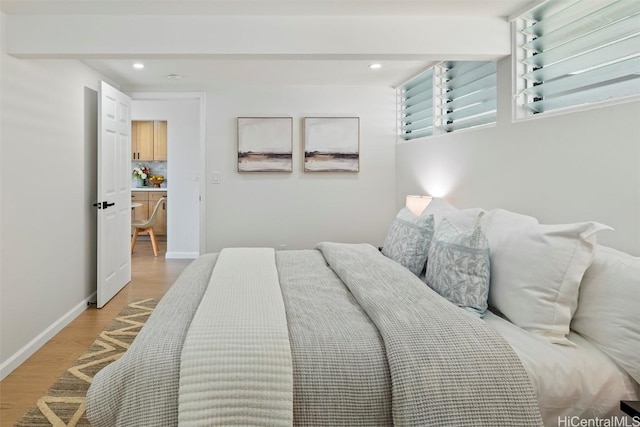 bedroom featuring light wood-type flooring