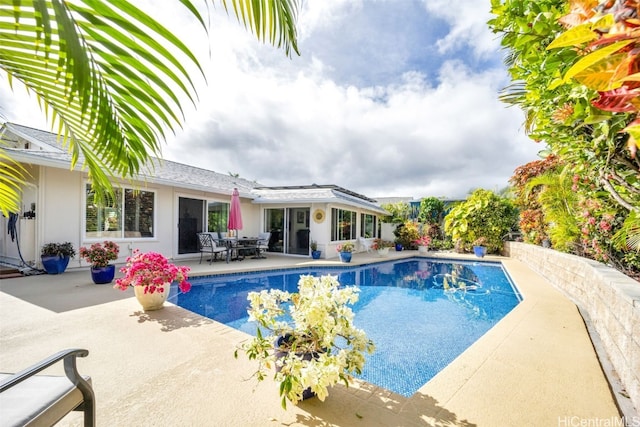 view of swimming pool with a patio