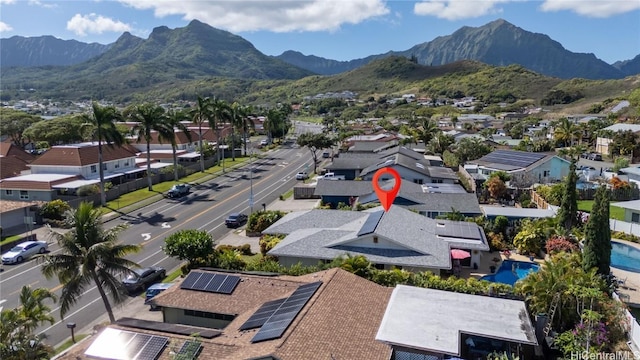 aerial view with a mountain view