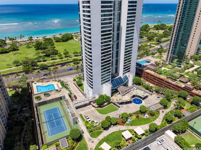 1330 Ala Moana Blvd Unit 3204, Honolulu, HI 96814 - aerial view of a pool area and a large body of water
