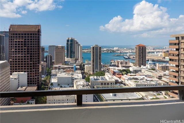 view of city with a water view