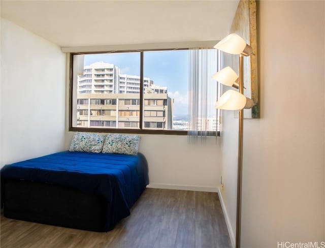 bedroom with wood-type flooring