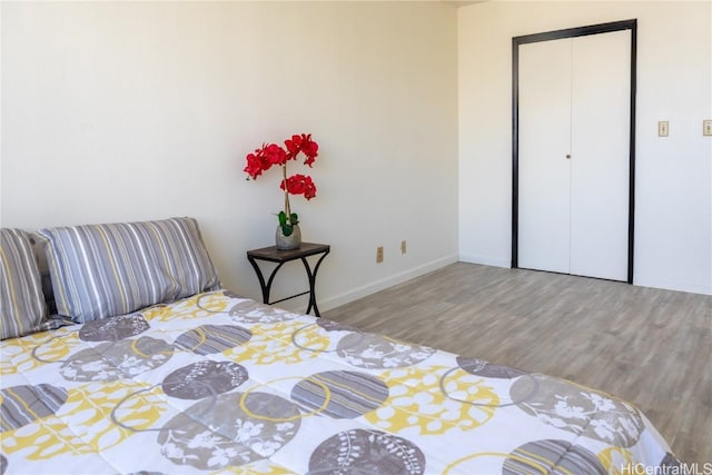 bedroom with light hardwood / wood-style flooring