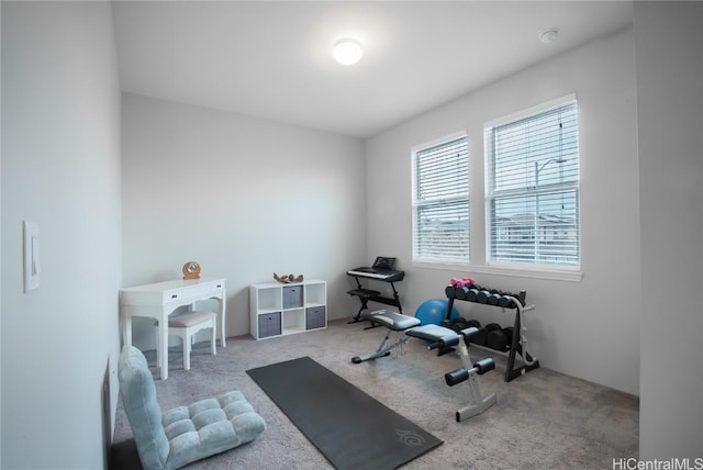 workout room with carpet floors