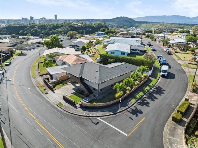 aerial view with a mountain view