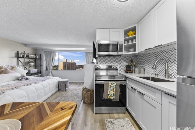 kitchen with white cabinetry, stainless steel appliances, and sink