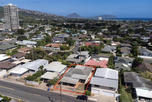 bird's eye view featuring a mountain view and a residential view