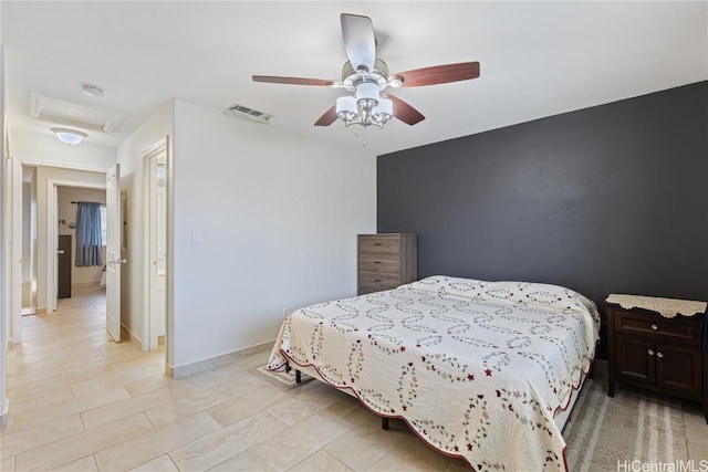 bedroom featuring ceiling fan