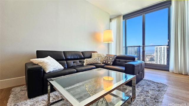 living room with hardwood / wood-style floors