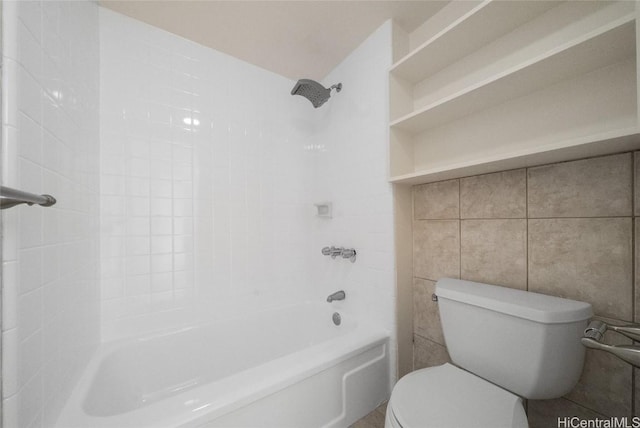 bathroom with shower / bathtub combination and toilet